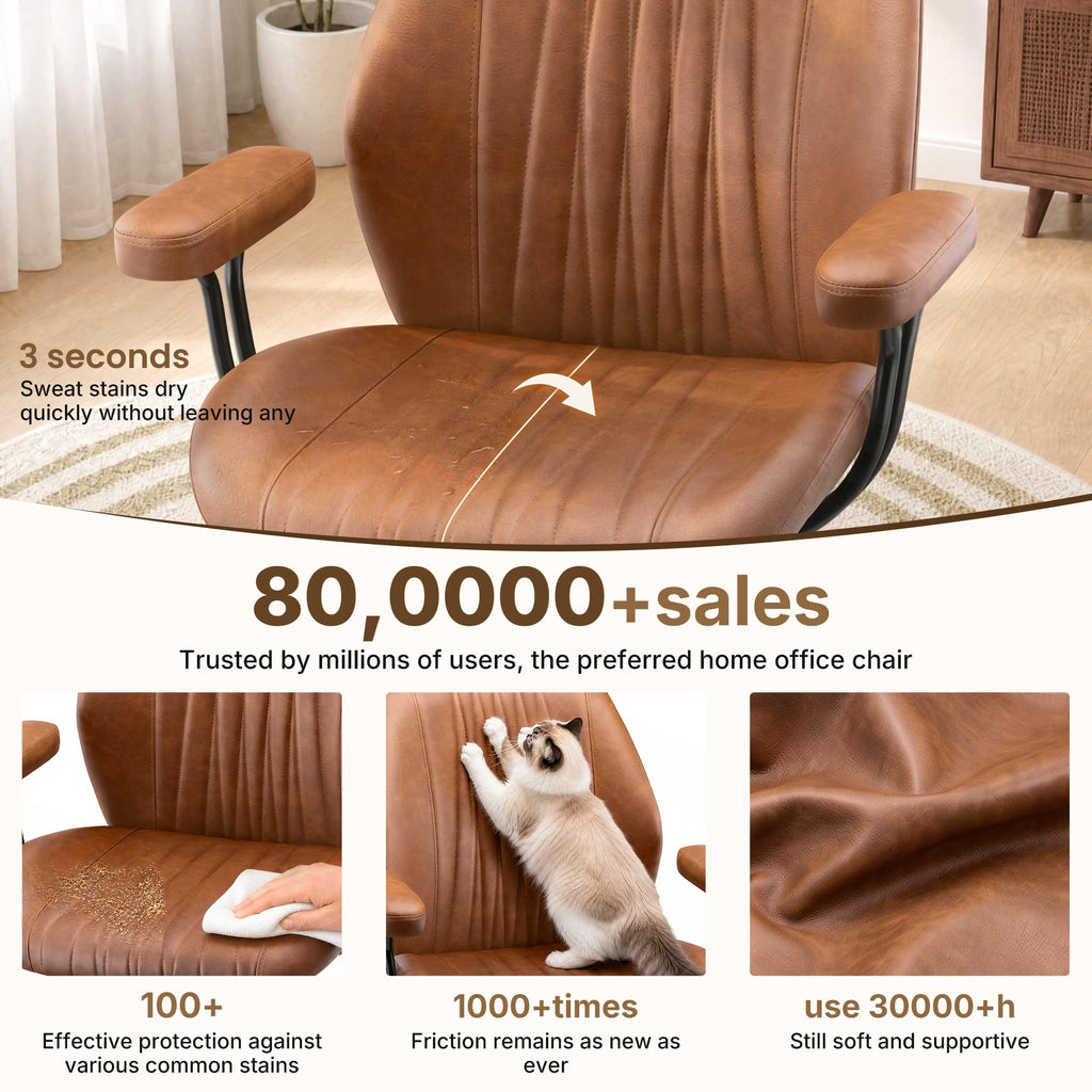 Brown Leather Ergonomic Office Chair D36199