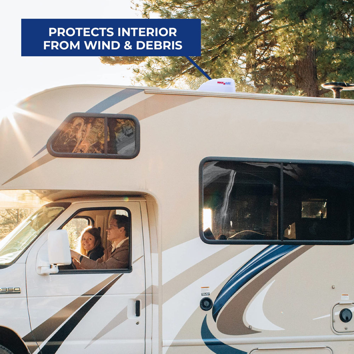 White RV Roof Vent Cover P1974