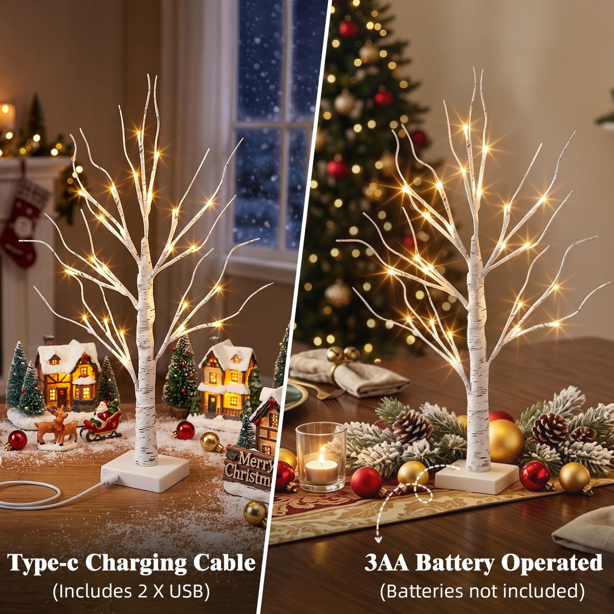 2FT Birch Tree with LED Lights U258091