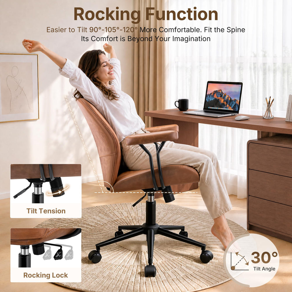 Brown Leather Ergonomic Office Chair D36199