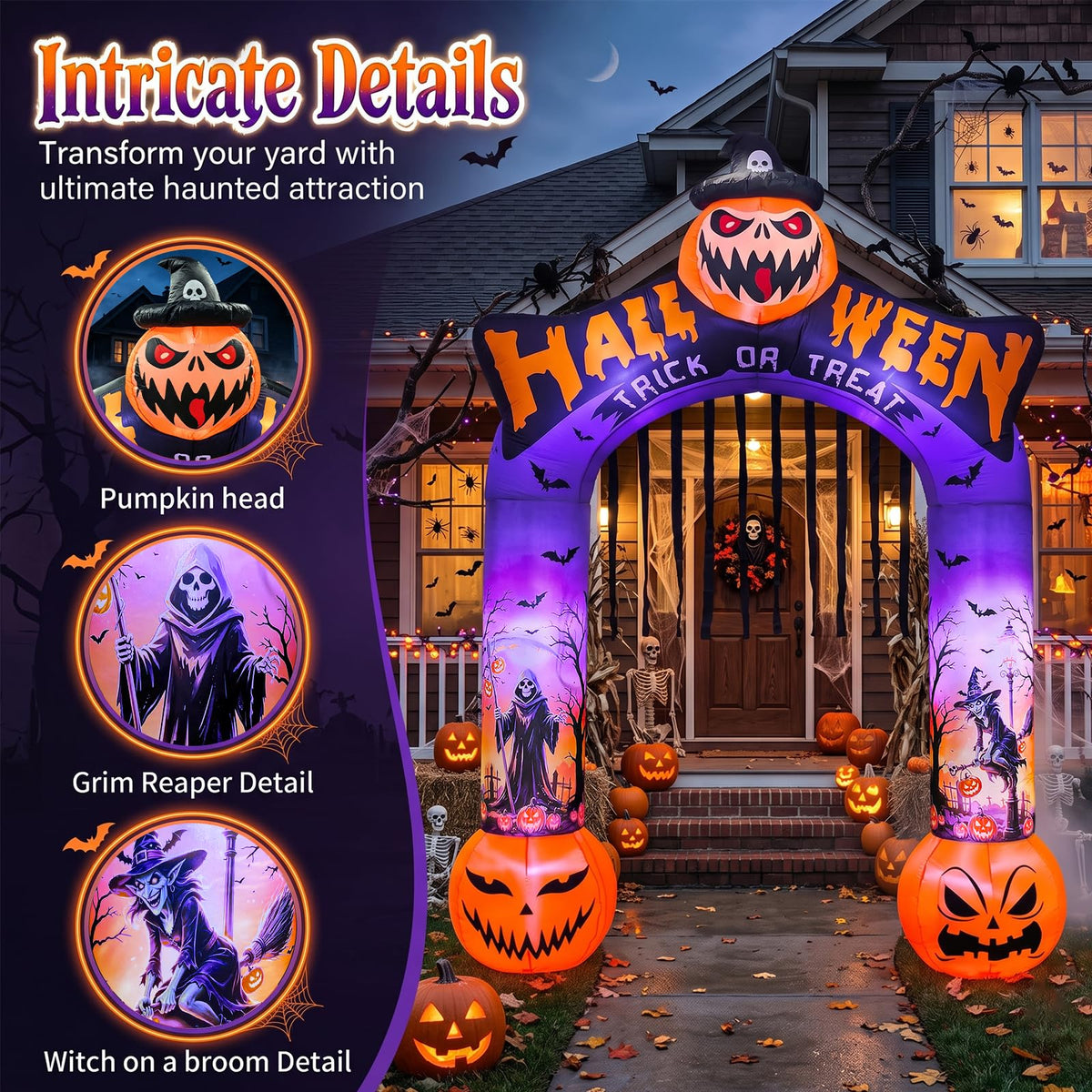 10 FT Halloween Inflatable Archway with LED Lights A24596