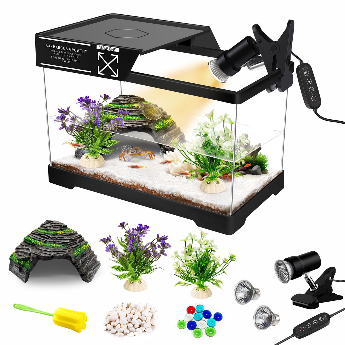 Mini Turtle Tank Kit with Adjustable Lamp and Lid B94373