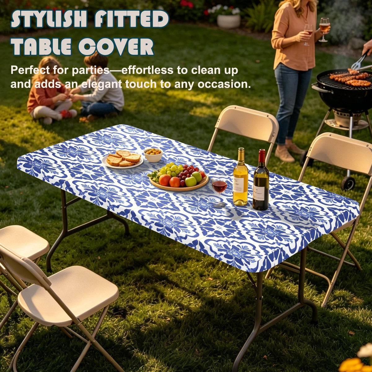 6 Ft Rectangle Water Resistant Tablecloth E694