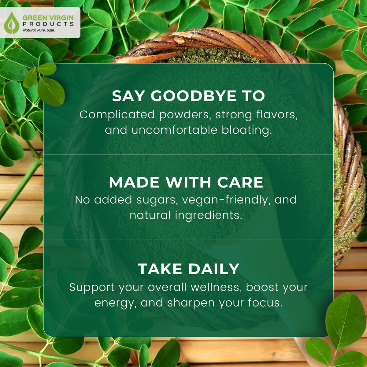 Organic Moringa Leaf Powder Vegan Capsules E7789