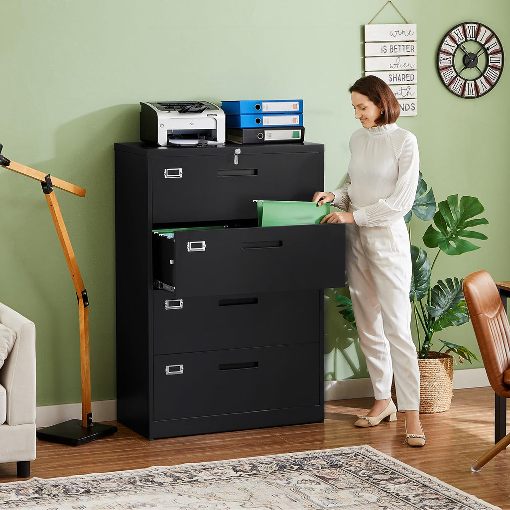 4 Drawer Metal Lateral File Cabinet with Lock X796