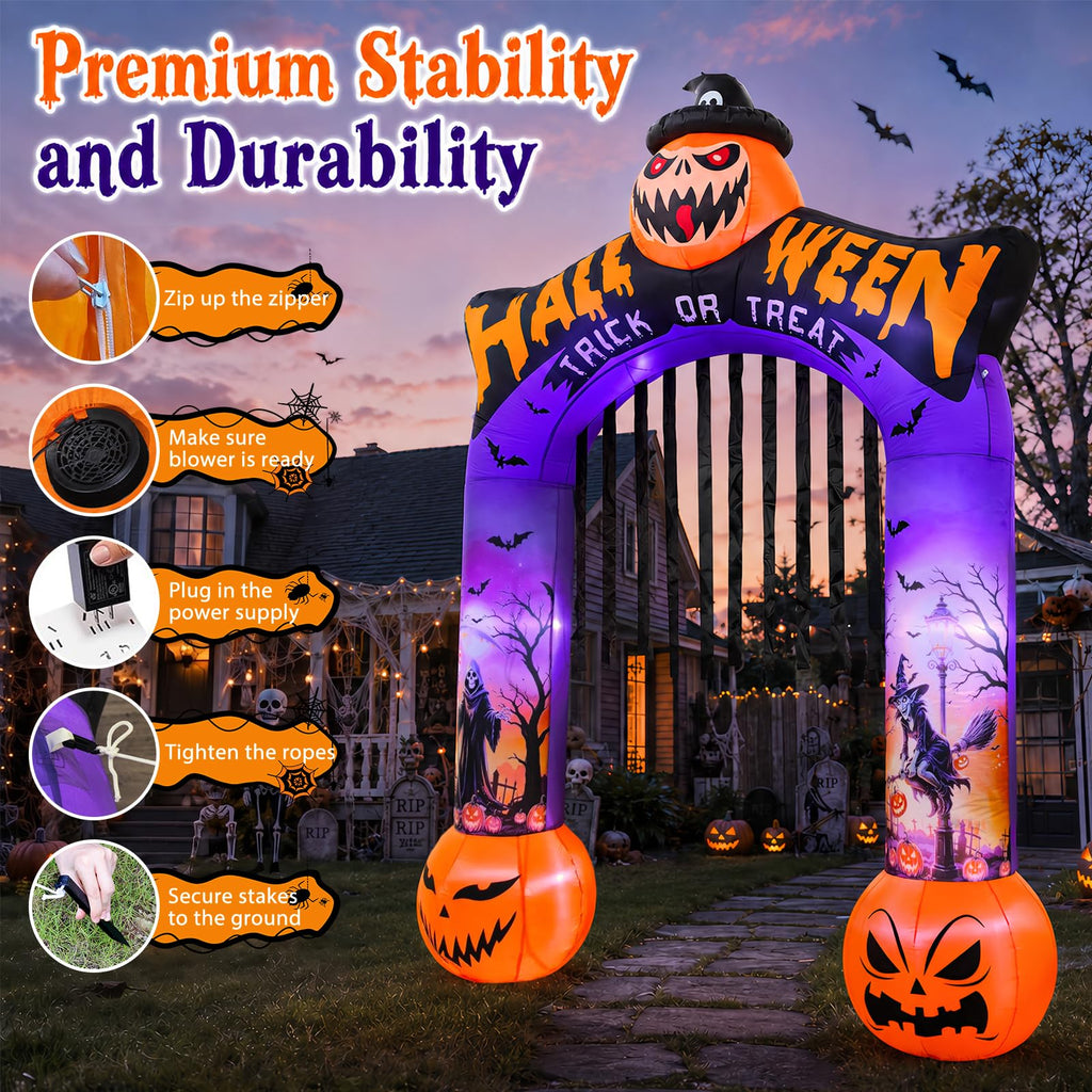 10 FT Halloween Inflatable Archway with LED Lights A24596