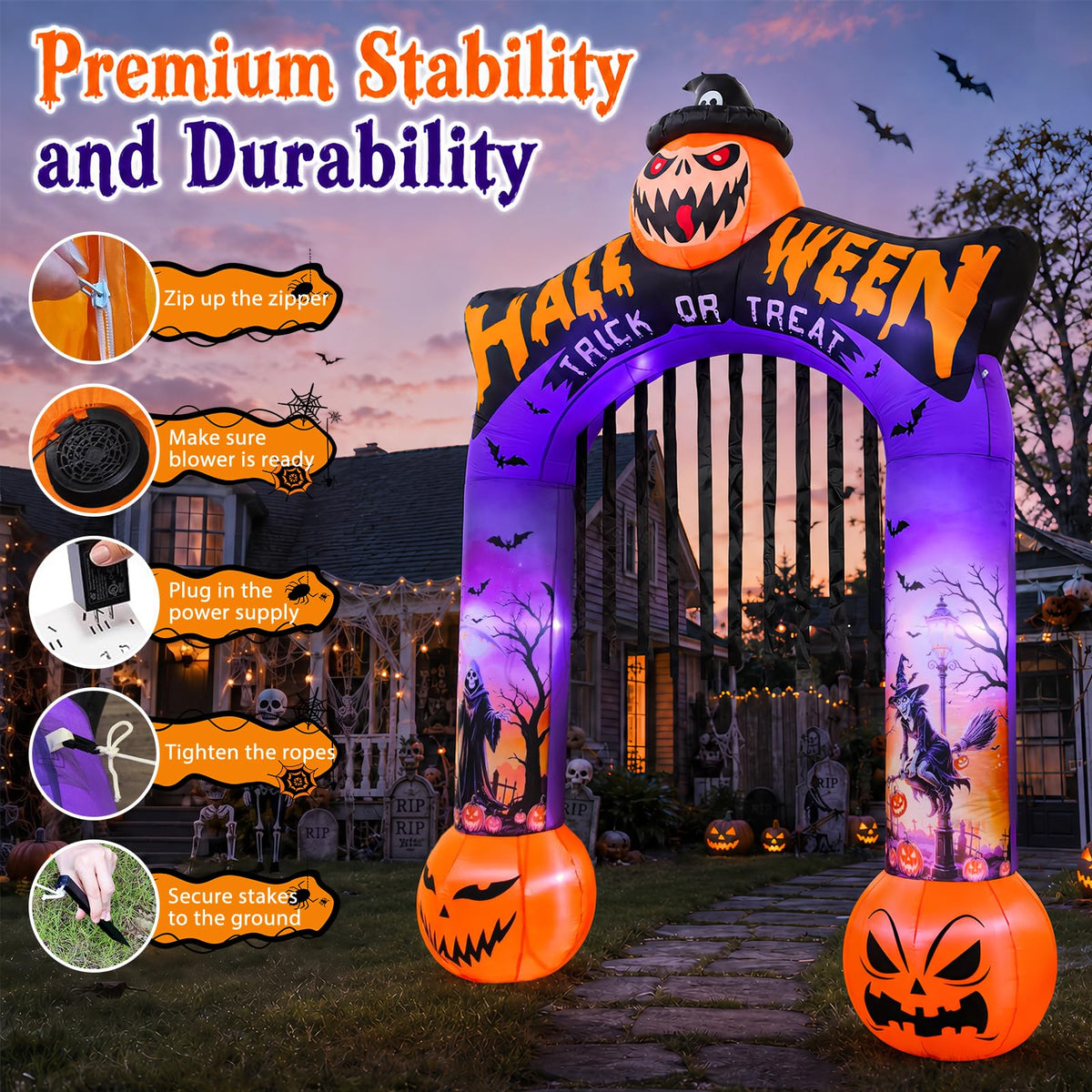 10 FT Halloween Inflatable Archway with LED Lights A24596
