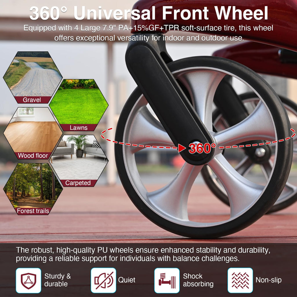 Foldable Rolling Walker with Seat 440 lbs Capacity O75323