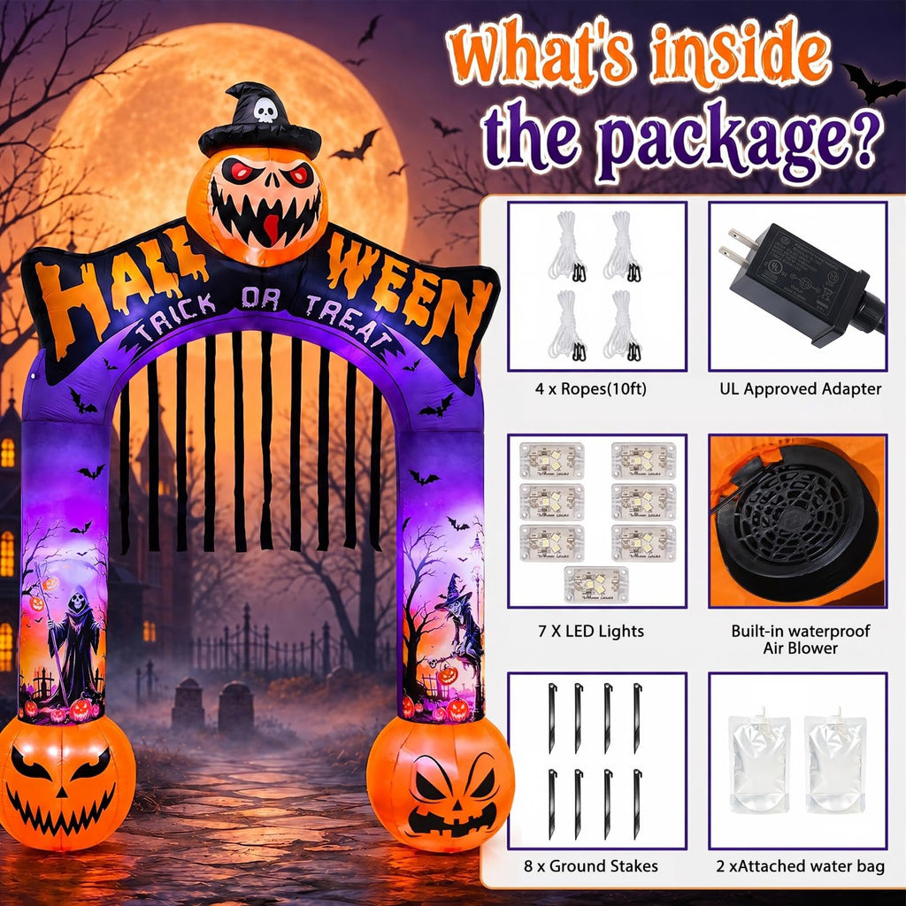 10 FT Halloween Inflatable Archway with LED Lights A24596