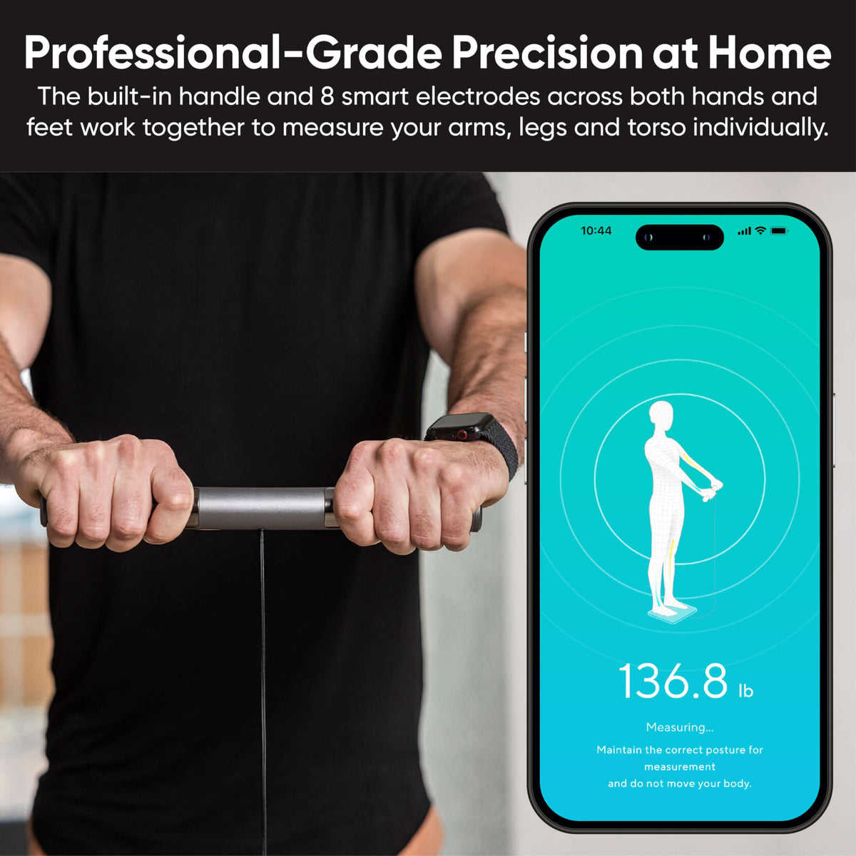 Wi-Fi & Bluetooth Body Composition Scale with Handle, 400 lbs, Black U6530