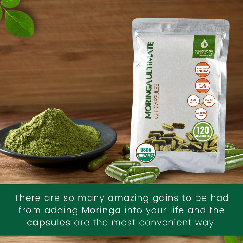 Organic Moringa Leaf Powder Vegan Capsules E7789