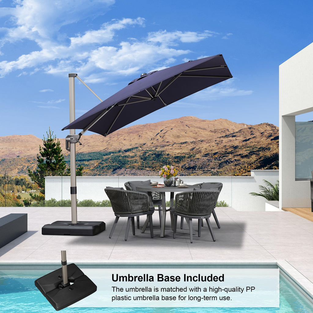 Navy Blue Cantilever Umbrella with Base B928