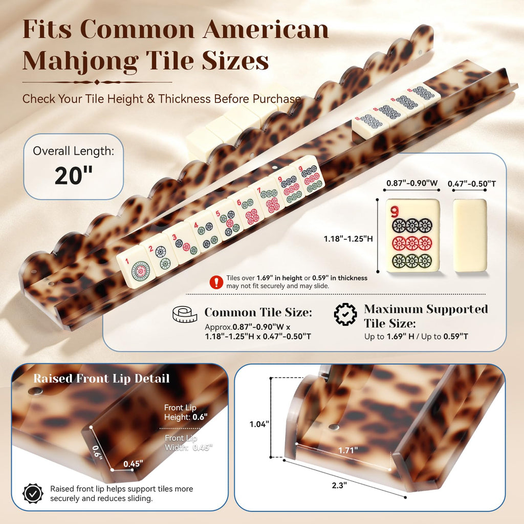 Set of 4 20 Inch Amber Tortoise Acrylic Mahjong Racks with Pushers D2827
