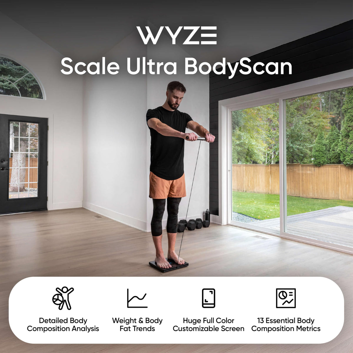 Wi-Fi & Bluetooth Body Composition Scale with Handle, 400 lbs, Black U6530