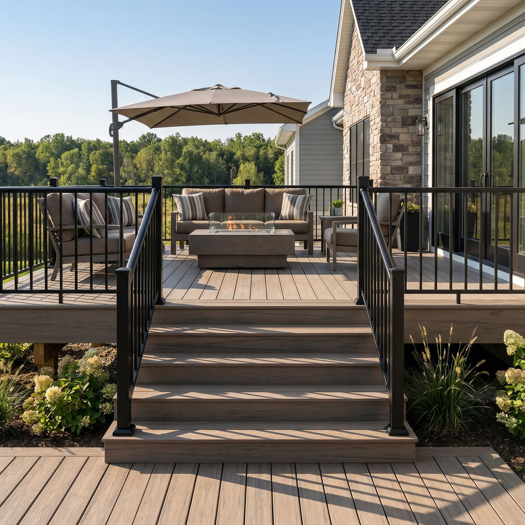 Heavy Duty Aluminum Stair Railing Kit, Textured Black Q2602