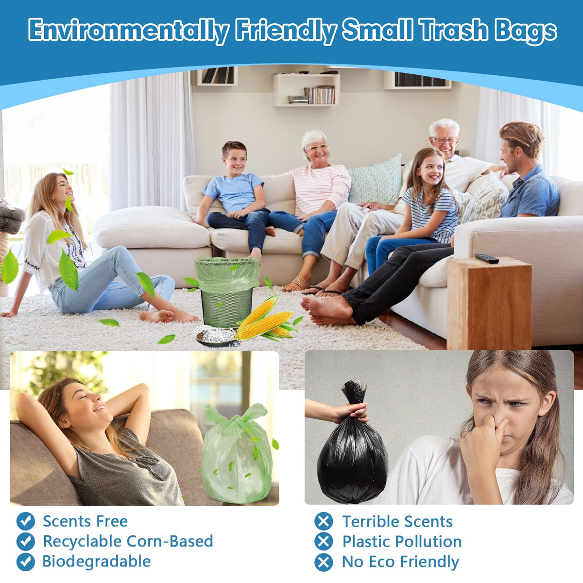 4 Gallon Biodegradable Extra Thick Small Trash Bags T5848