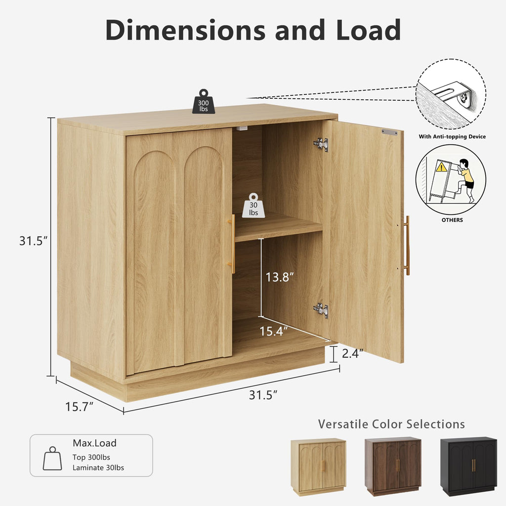 31.5" Oak Sideboard Buffet Cabinet with Storage C36680