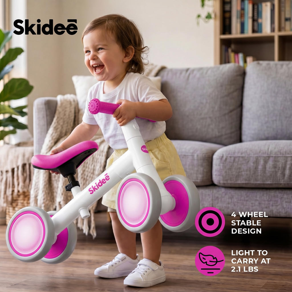 4-Wheel Toddler Balance Bike with LED Wheels A49783
