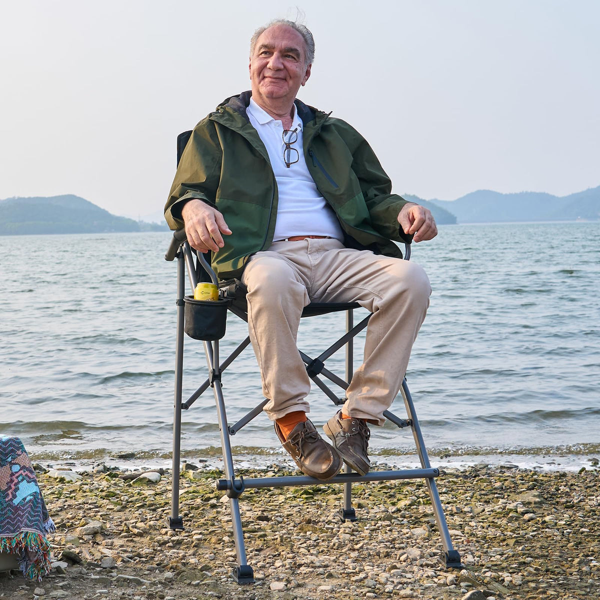 Foldable Camping Chair with Carry Bag Black A50998