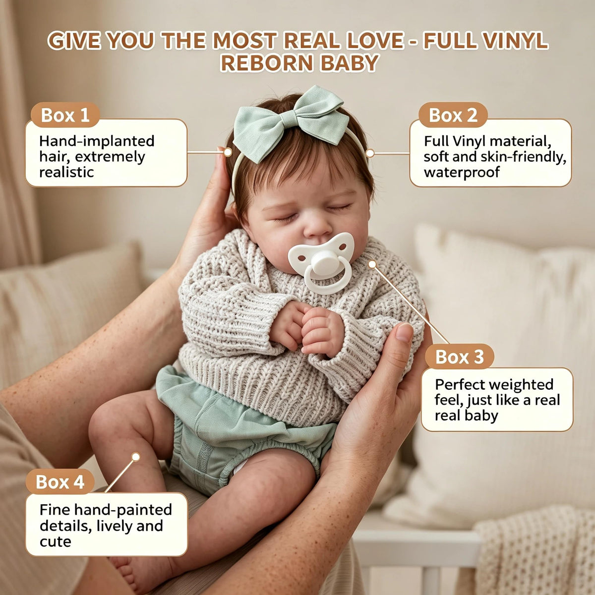 20 Inch Full Vinyl Realistic Reborn Baby Doll A11057