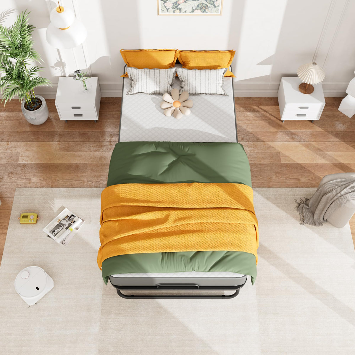 Folding Bed with 5 Inch Mattress, Twin Size S375