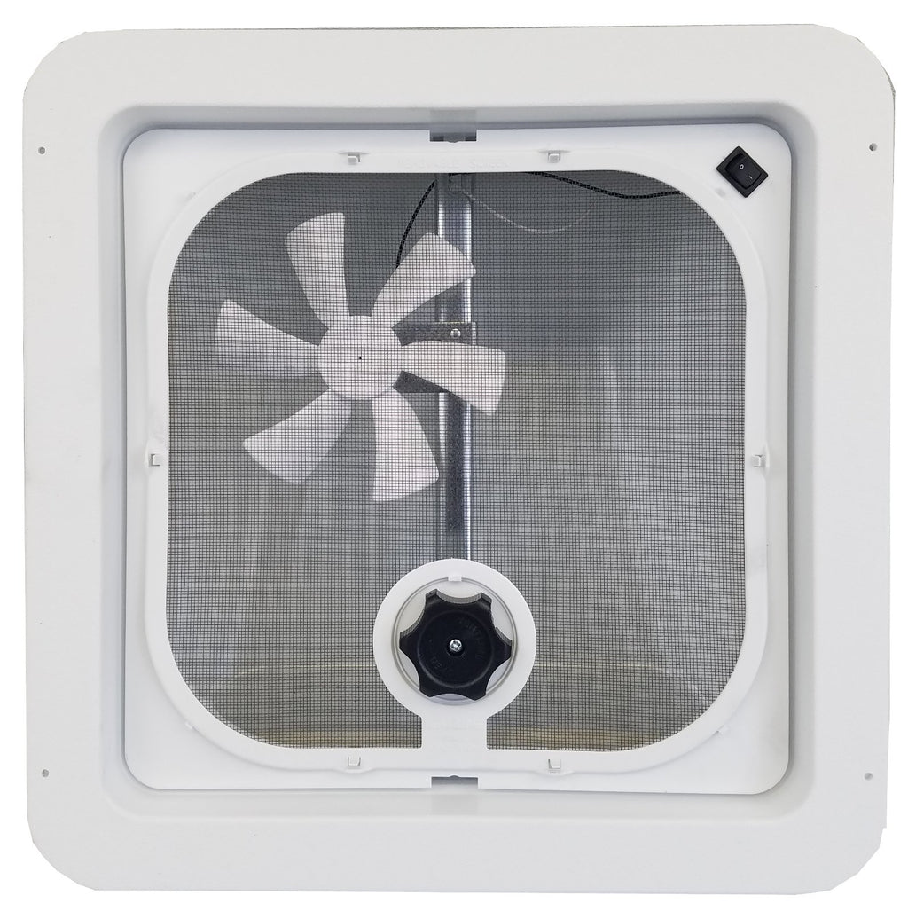 White RV Roof Vent with 12 Volt Fan N118207