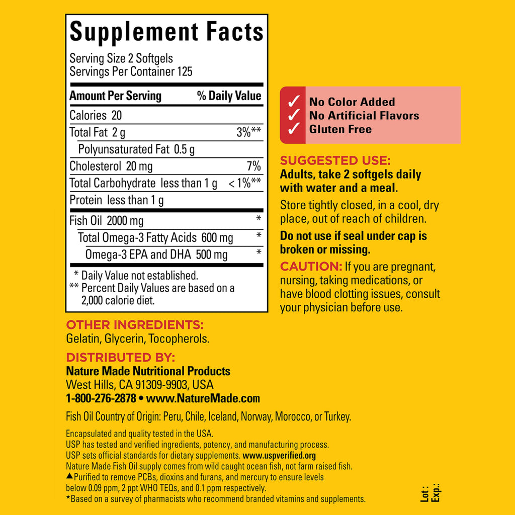 Fish Oil Omega 3 Supplements 1000mg Softgels Y49628