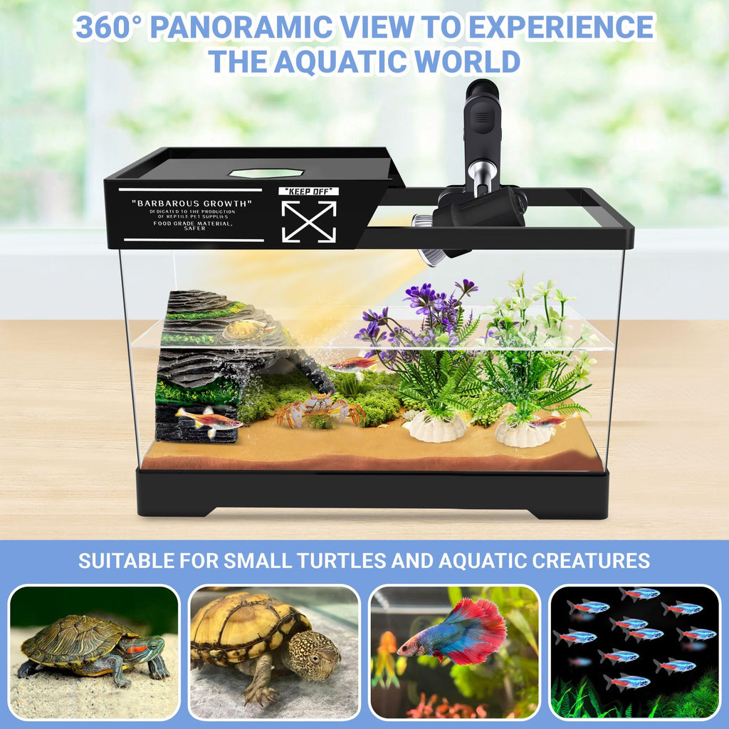 Mini Turtle Tank Kit with Adjustable Lamp and Lid B94373