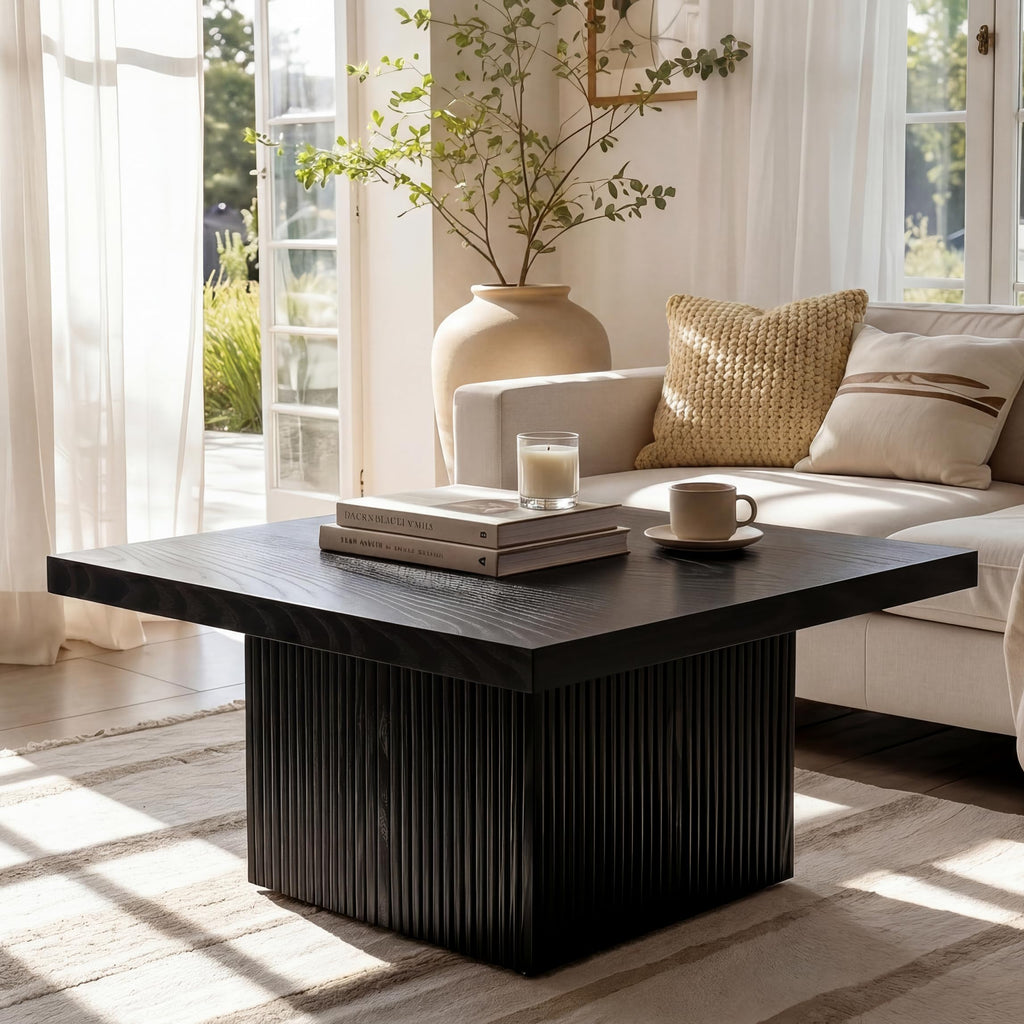 31.5" Square Fluted Wood Coffee Table G708375