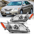 Headlights Assembly Pair Chrome Housing Amber Reflector N683