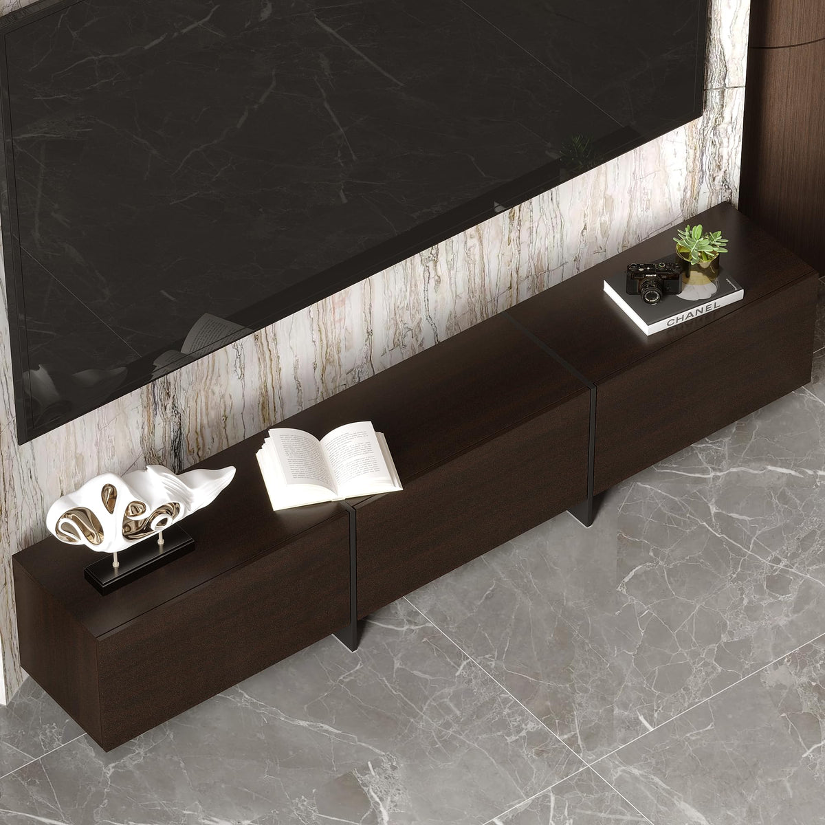 Brown TV Stand with 3 Drawers C8872