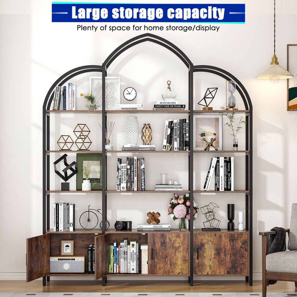 5 Tier Arched Bookshelf with 3 Cabinets L796