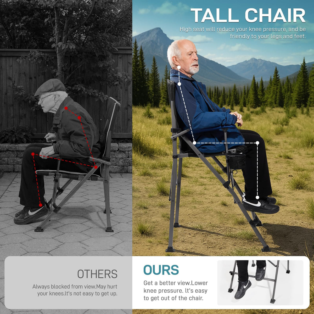 Foldable Camping Chair with Carry Bag Black A50998