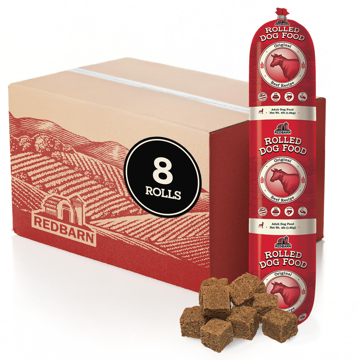 Semi-Moist Rolled Dog Food Beef Recipe 4lb 8 Rolls A4004