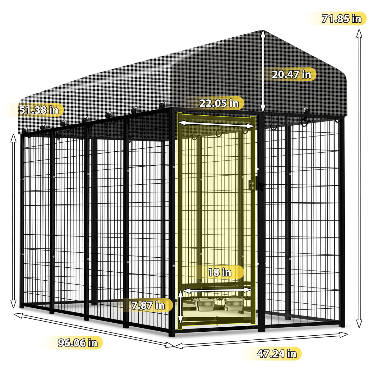 Large Outdoor Dog Kennel with Roof Cover P4391