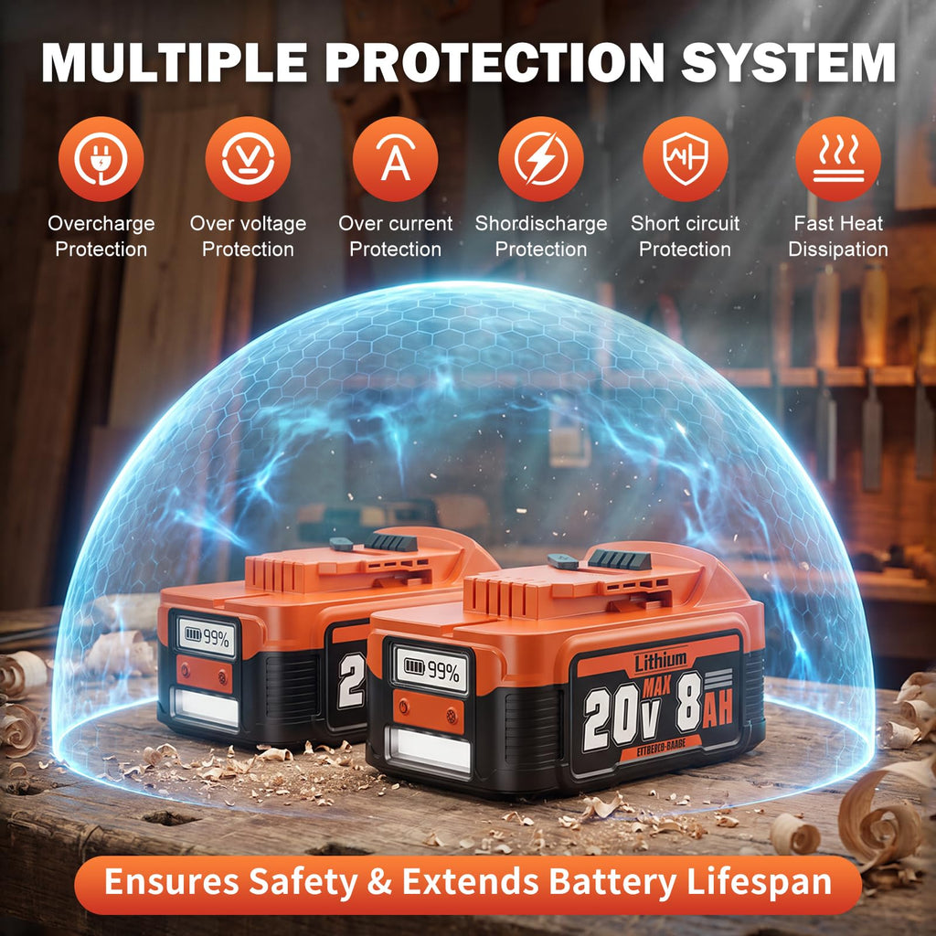 8.0Ah Replacement Battery with LCD Screen F424