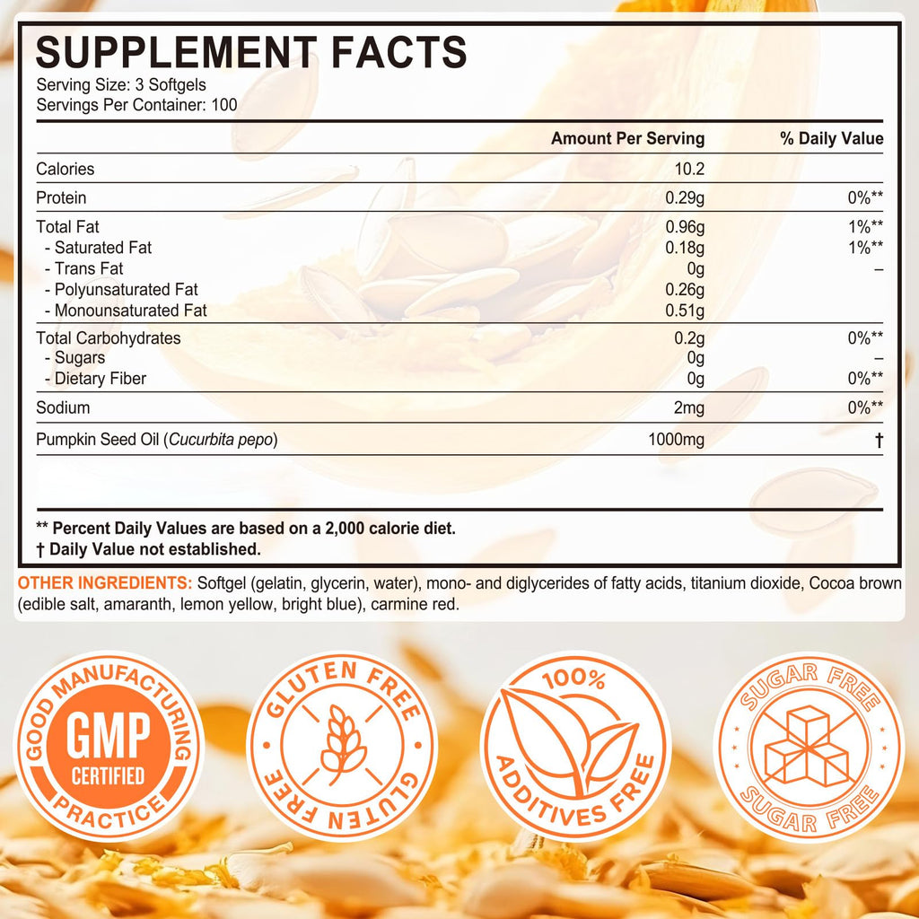 Pumpkin Seed Oil Capsules 1000mg 300 Softgels C10526
