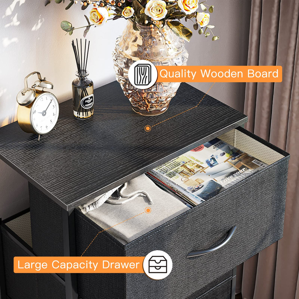 Black 4 Drawer Small Dresser H25085