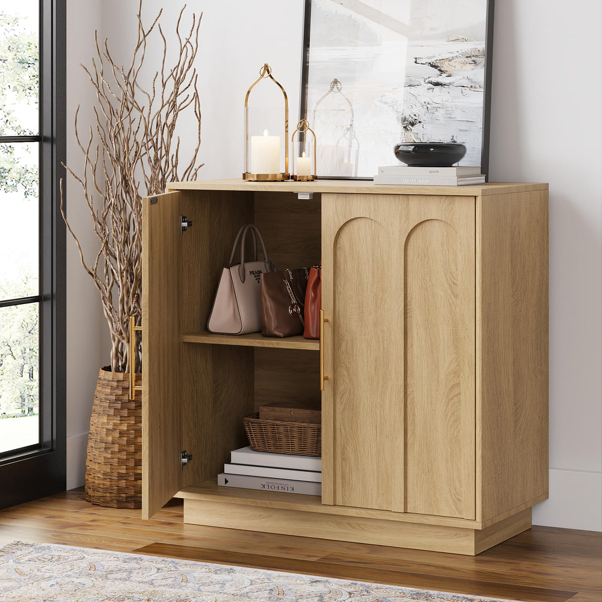 31.5" Oak Sideboard Buffet Cabinet with Storage C36680