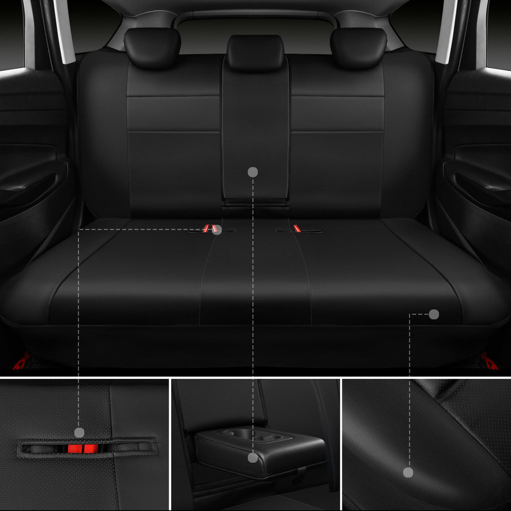 Leather Seat Covers Full Set Water Resistant 3D Foam Back Support 5 Seat Covers U6078