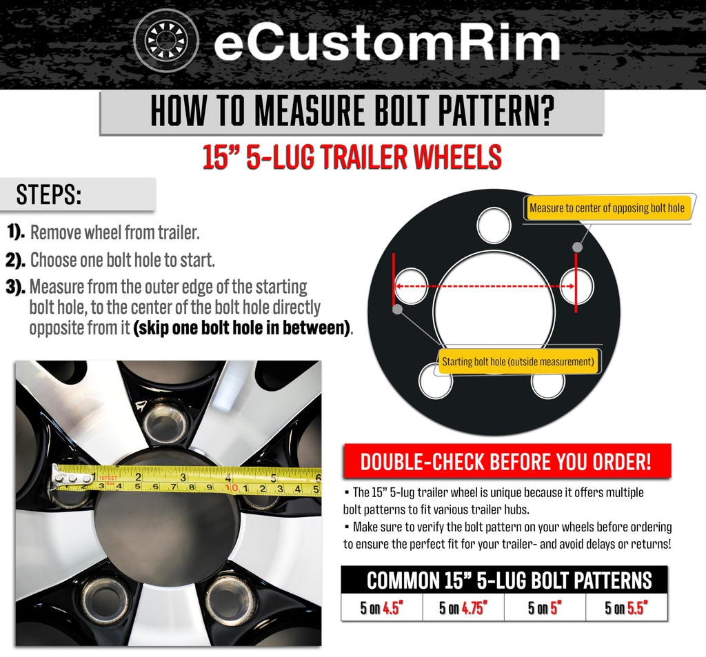 White 5 Lug Trailer Tire Rim Assembly E8053