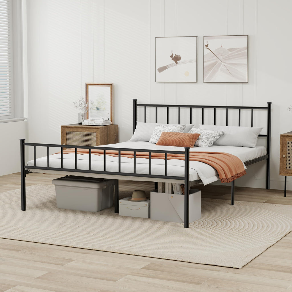 Black Full Size Metal Platform Bed Frame T896078