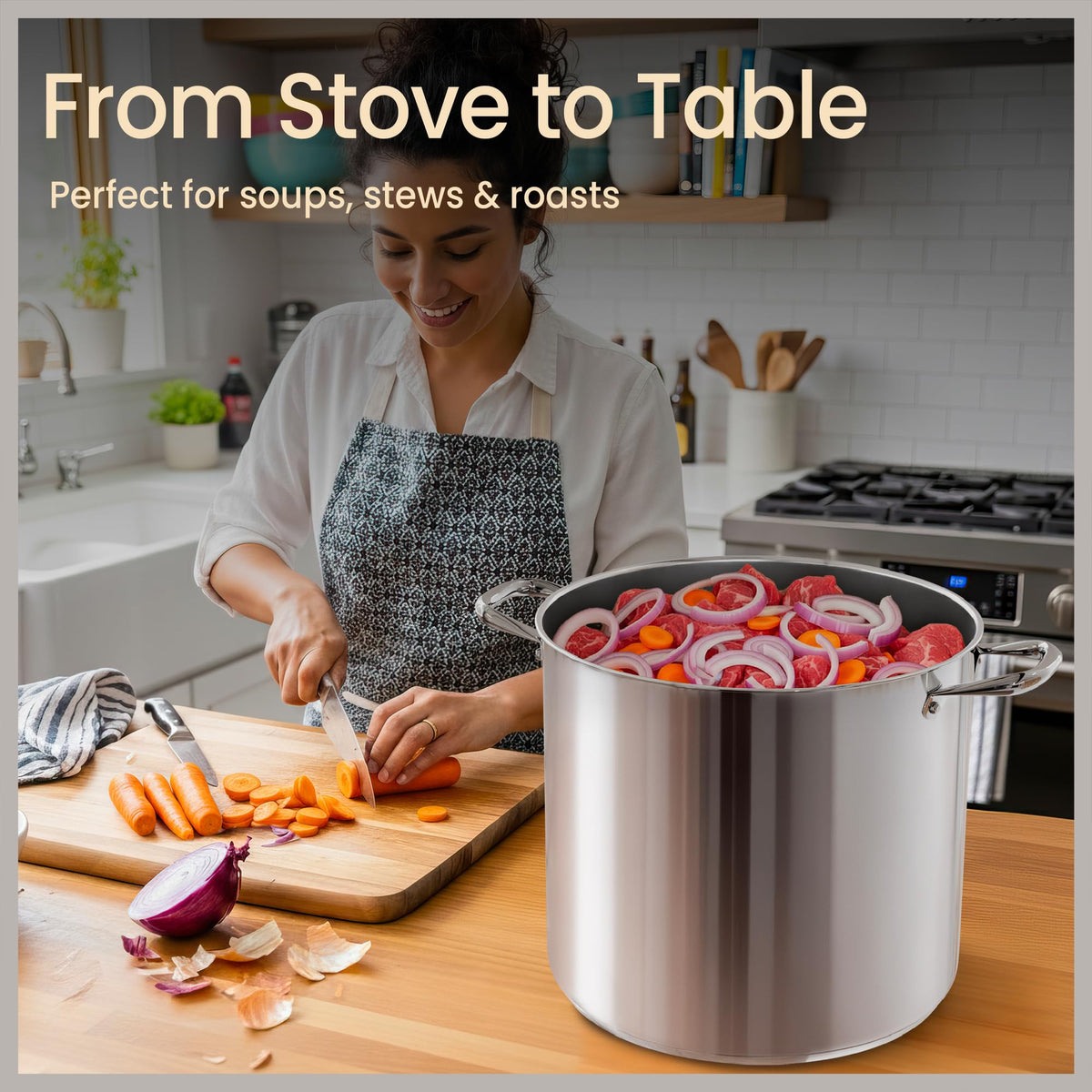 16 Quart Stainless Steel Stockpot with Tempered Glass Lid W87522