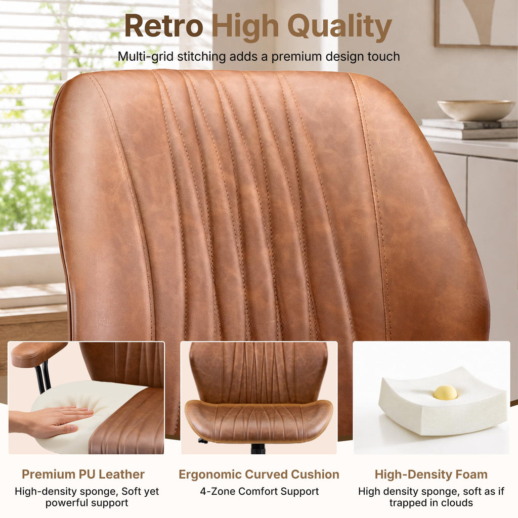Brown Leather Ergonomic Office Chair D36199
