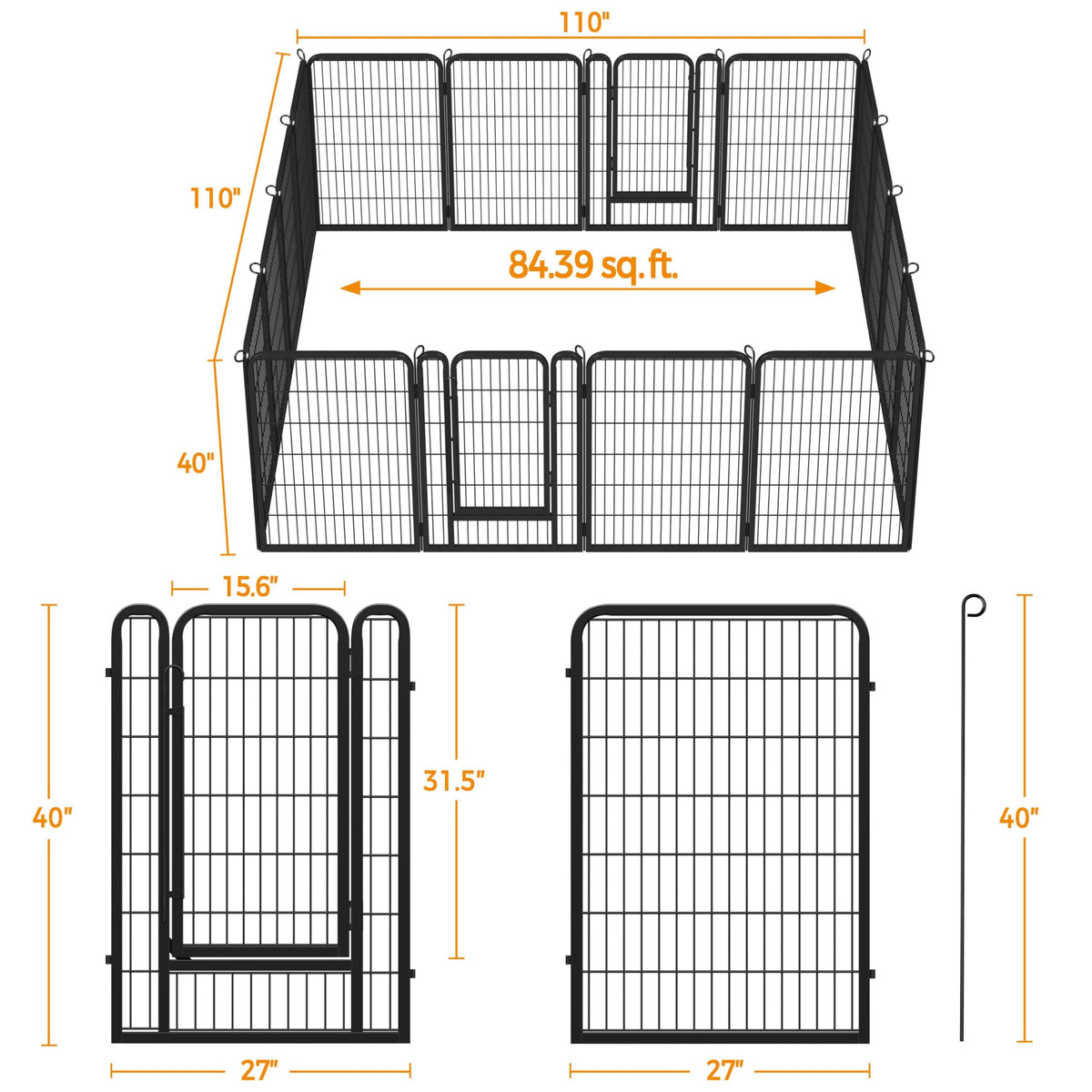 40 Inch 16 Panels Dog Playpen R492921