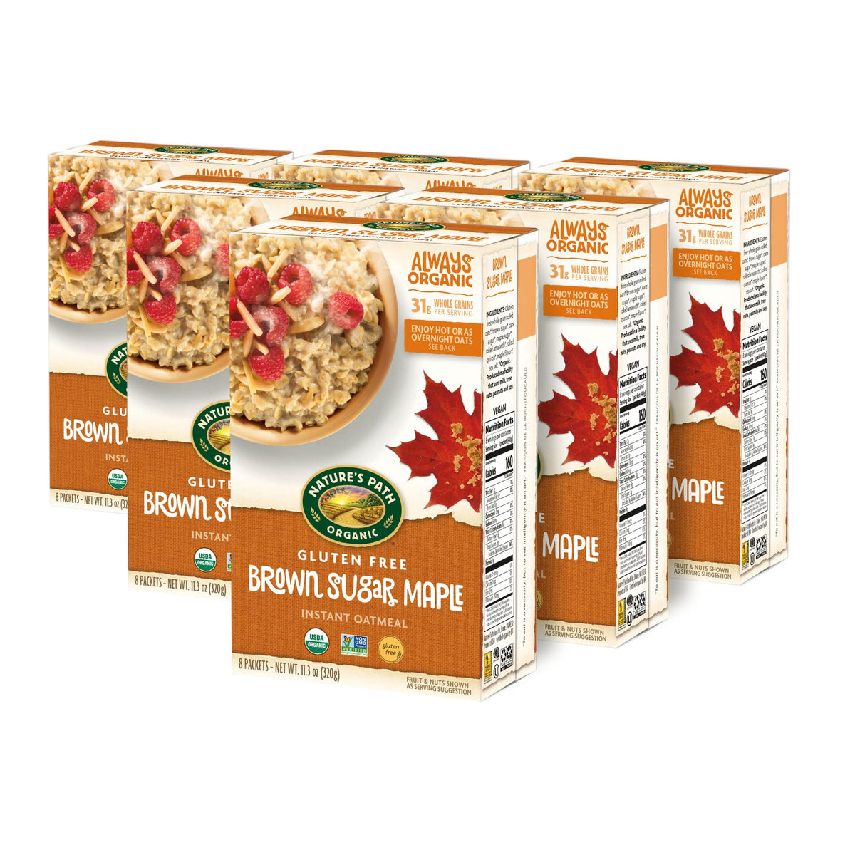 Organic Brown Sugar Maple Oatmeal, 11.3 oz (Pack of 6) M859376