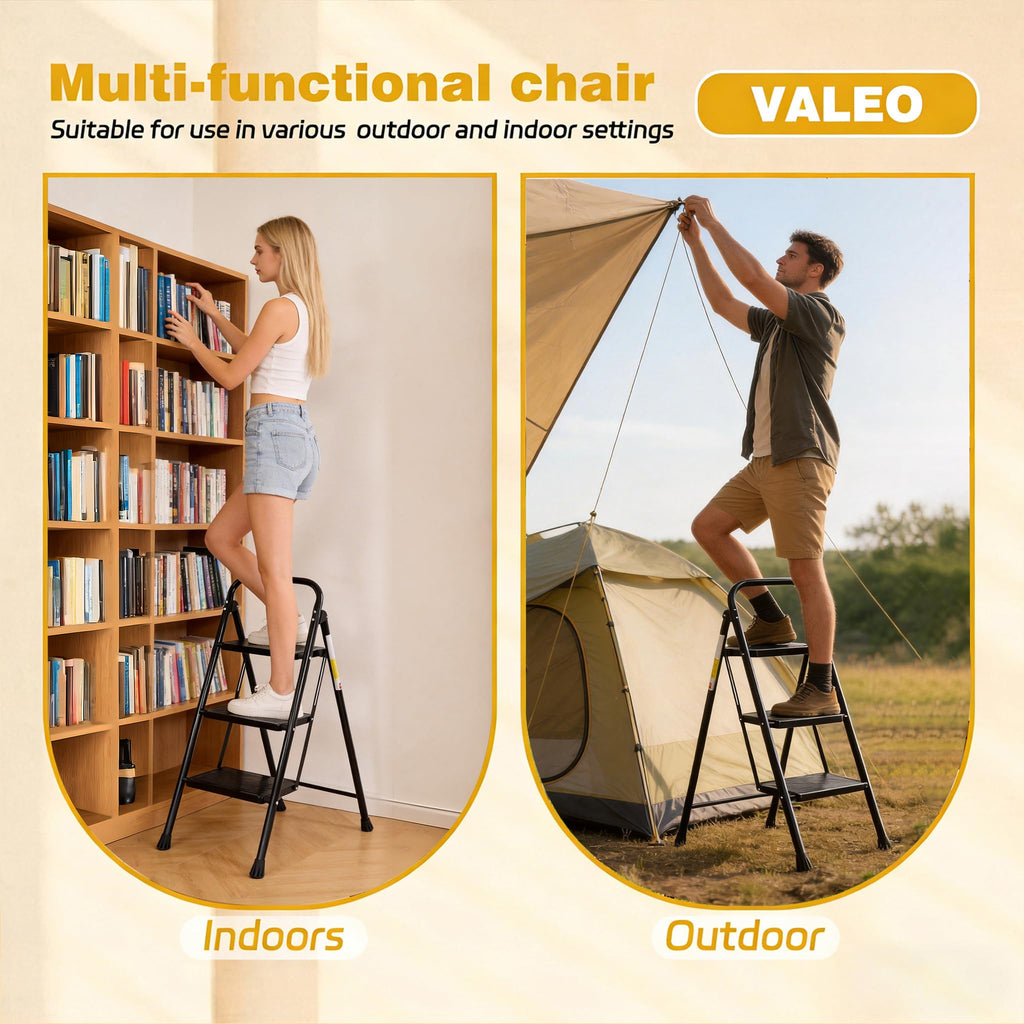 3 Step Folding Ladder with Anti-Slip Pedal W909497