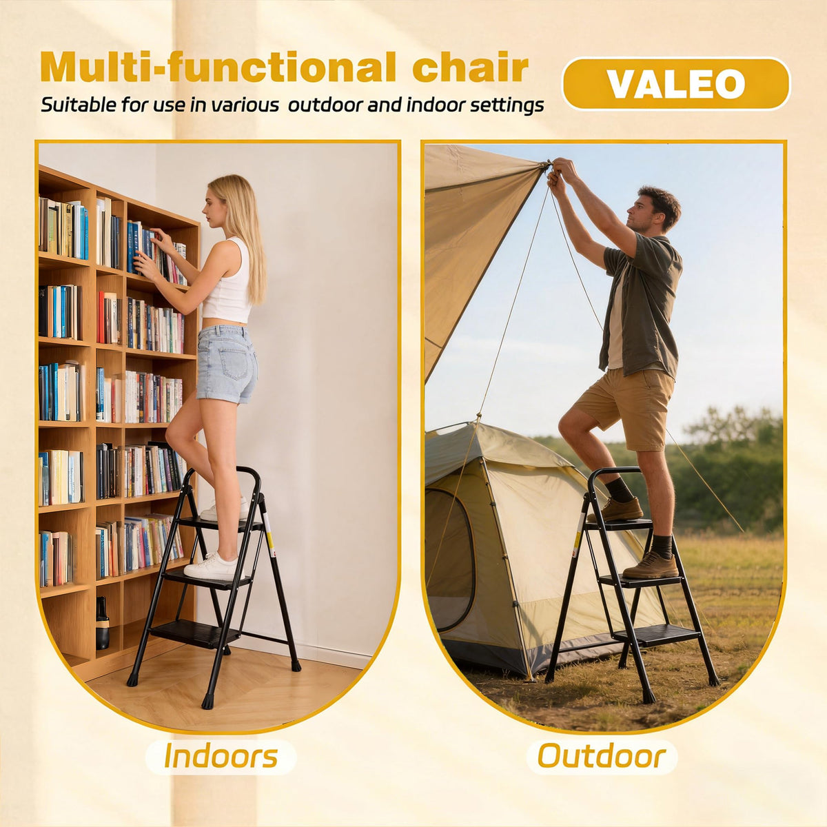 3 Step Folding Ladder with Anti-Slip Pedal W909497