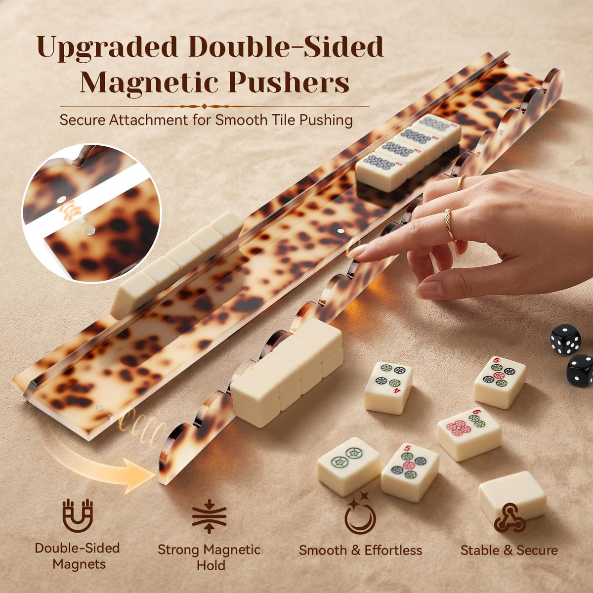 Set of 4 20 Inch Amber Tortoise Acrylic Mahjong Racks with Pushers D2827