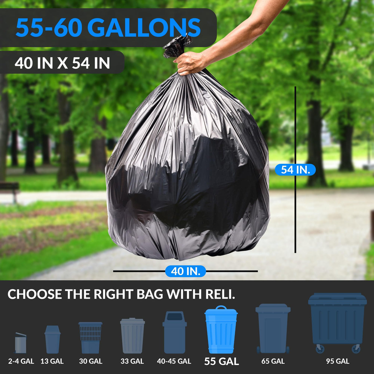 55-60 Gallon Heavy Duty Trash Bags J40450